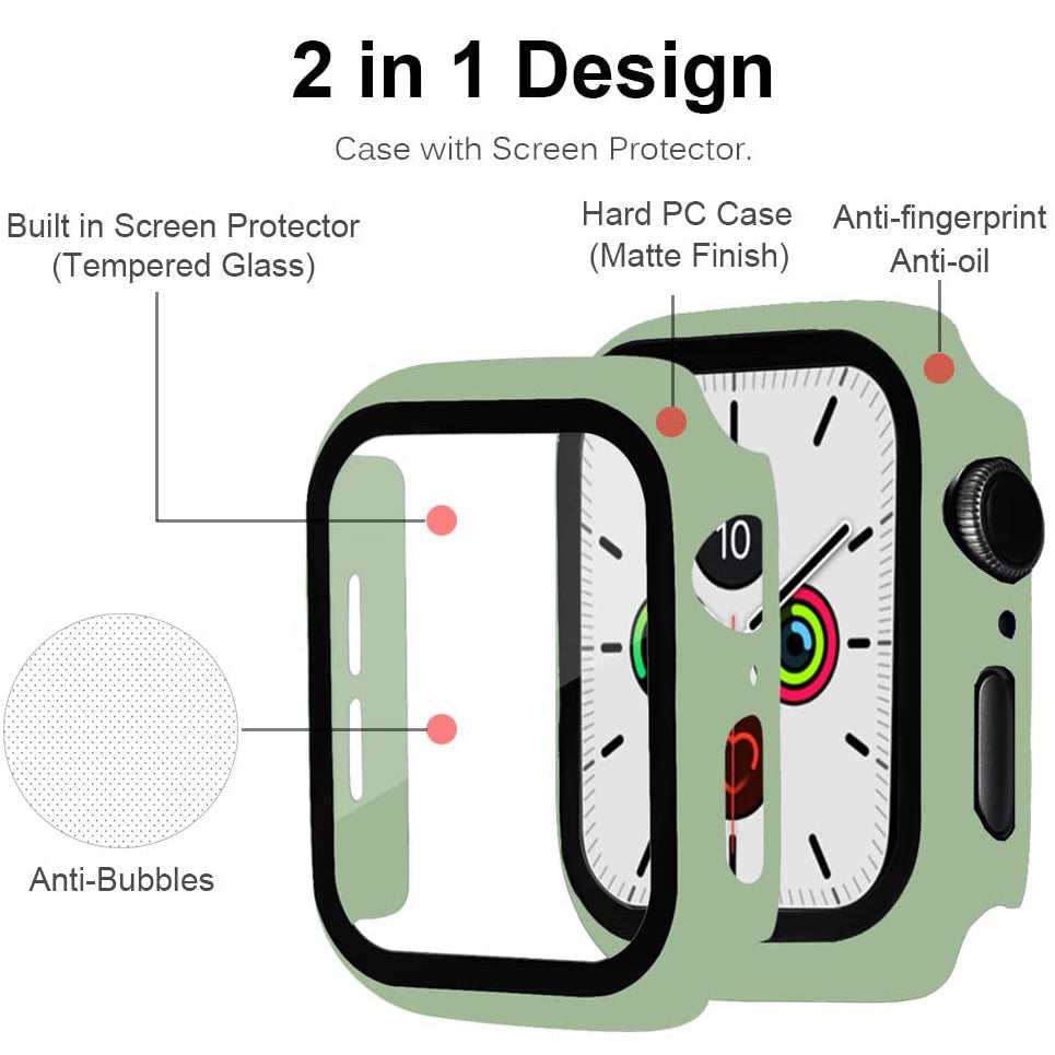2-in-1 Frame PC + Tempered Glass Protector Watch Case for Apple Watch Series 3/2/1 42mm