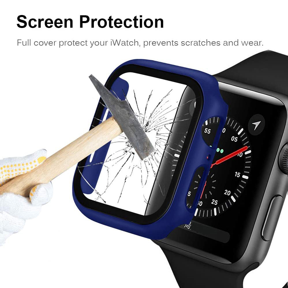 2-in-1 Frame PC + Tempered Glass Protector Watch Case for Apple Watch Series 3/2/1 42mm