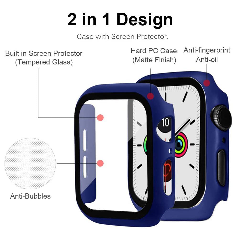 2-in-1 Frame PC + Tempered Glass Protector Watch Case for Apple Watch Series 3/2/1 42mm