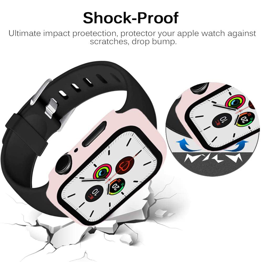 2-in-1 Frame PC + Tempered Glass Protector Watch Case for Apple Watch Series 3/2/1 42mm