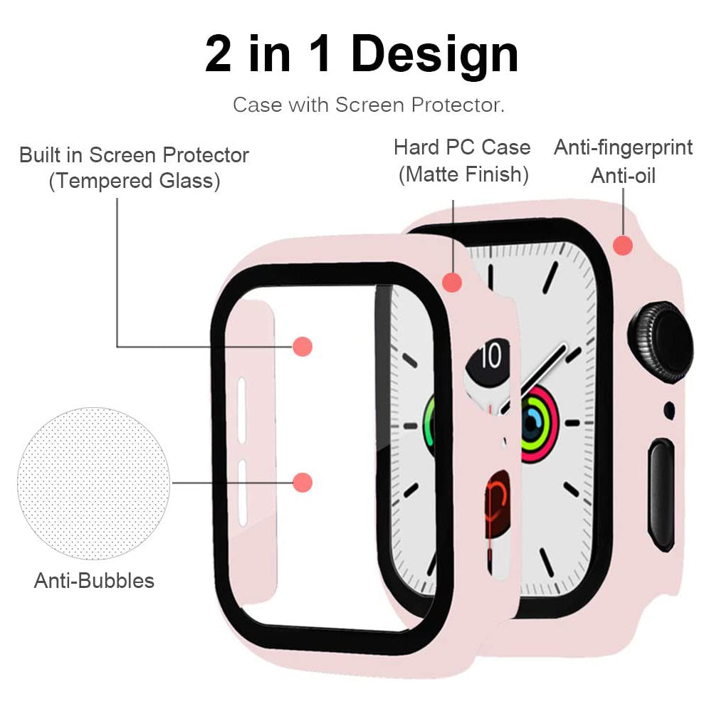 2-in-1 Frame PC + Tempered Glass Protector Watch Case for Apple Watch Series 3/2/1 42mm