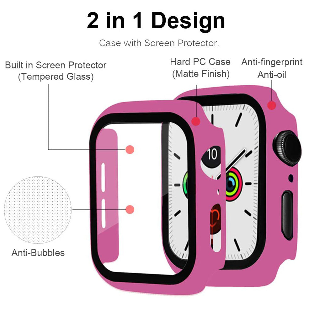 2-in-1 Frame PC + Tempered Glass Protector Watch Case for Apple Watch Series 3/2/1 42mm
