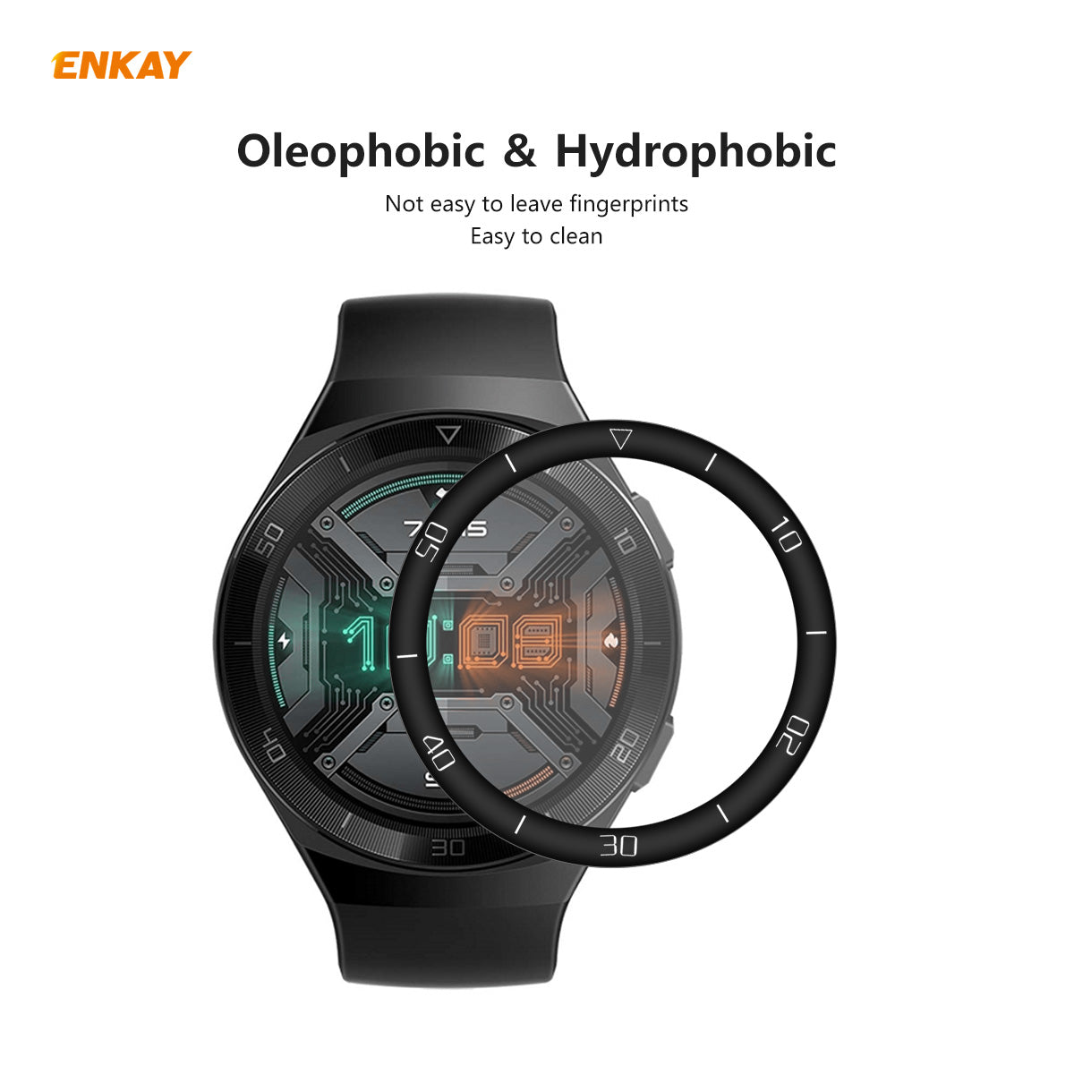 2Pcs/Set ENKAY HAT PRINCE 3D PC Edge + PMMA Full Screen Protector for Huawei Watch GT 2e 46mm