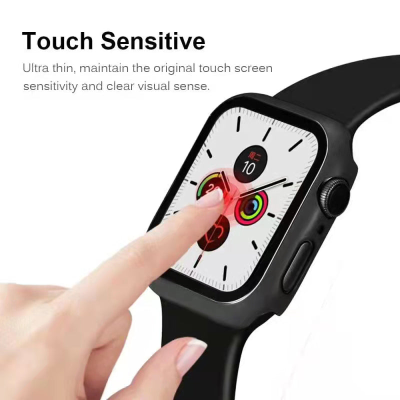 2-in-1 Hard PC Frame + Tempered Glass Scratch-resistant Screen Protector Watch Case for Apple Watch Series 7 45mm / Series 8 45mm