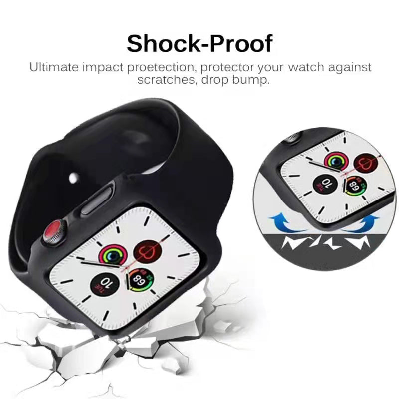 2-in-1 Hard PC Frame + Tempered Glass Scratch-resistant Screen Protector Watch Case for Apple Watch Series 7 45mm / Series 8 45mm