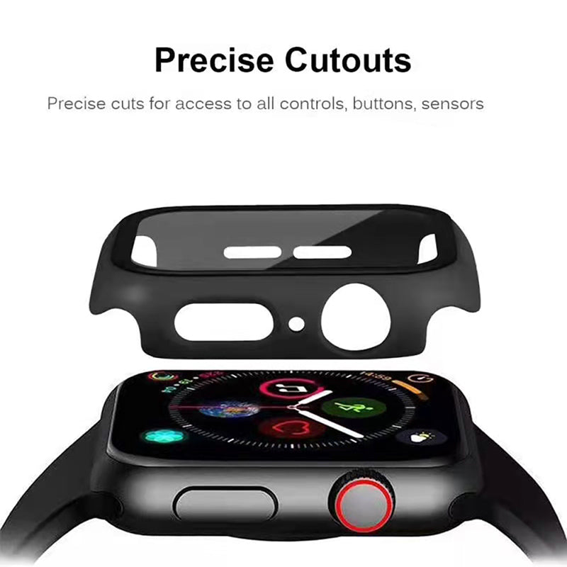 2-in-1 Hard PC Frame + Tempered Glass Scratch-resistant Screen Protector Watch Case for Apple Watch Series 7 45mm / Series 8 45mm