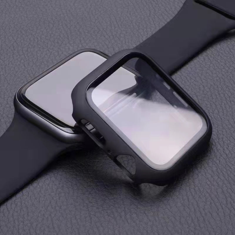 2-in-1 Hard PC Frame + Tempered Glass Scratch-resistant Screen Protector Watch Case for Apple Watch Series 7 45mm / Series 8 45mm