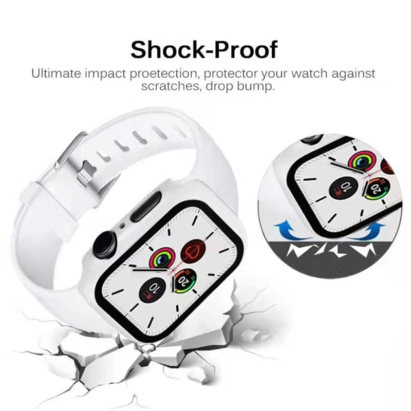 2-in-1 Hard PC Frame + Tempered Glass Scratch-resistant Screen Protector Watch Case for Apple Watch Series 7 45mm / Series 8 45mm