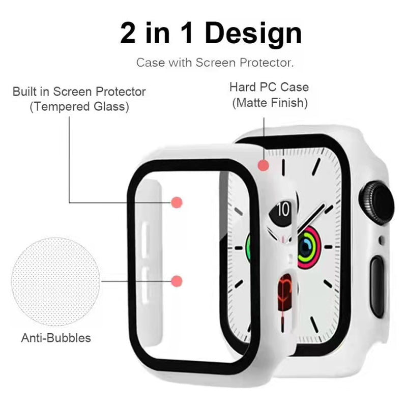 2-in-1 Hard PC Frame + Tempered Glass Scratch-resistant Screen Protector Watch Case for Apple Watch Series 7 45mm / Series 8 45mm
