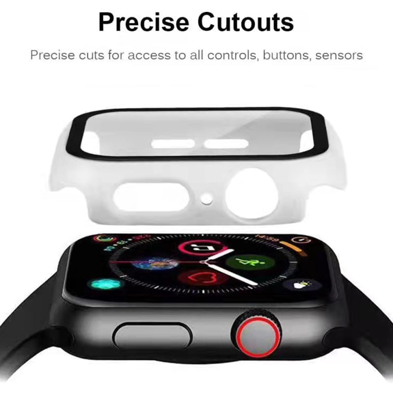2-in-1 Hard PC Frame + Tempered Glass Scratch-resistant Screen Protector Watch Case for Apple Watch Series 7 45mm / Series 8 45mm