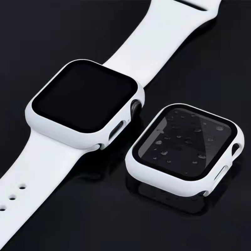 2-in-1 Hard PC Frame + Tempered Glass Scratch-resistant Screen Protector Watch Case for Apple Watch Series 7 45mm / Series 8 45mm