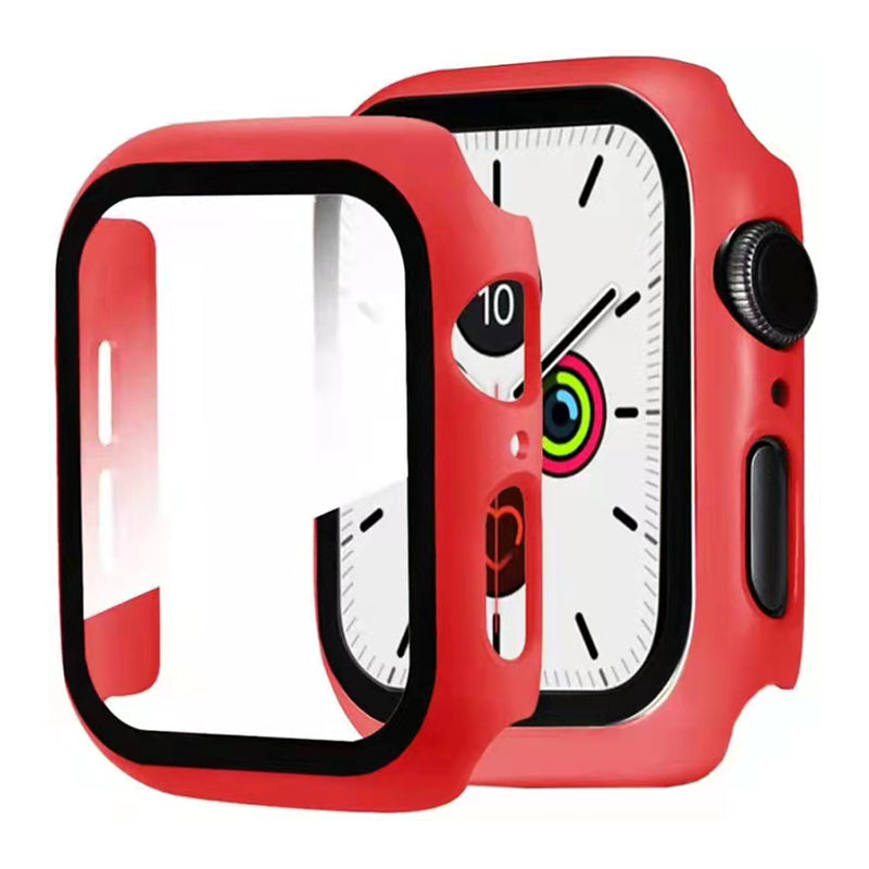 2-in-1 Hard PC Frame + Tempered Glass Scratch-resistant Screen Protector Watch Case for Apple Watch Series 7 45mm / Series 8 45mm