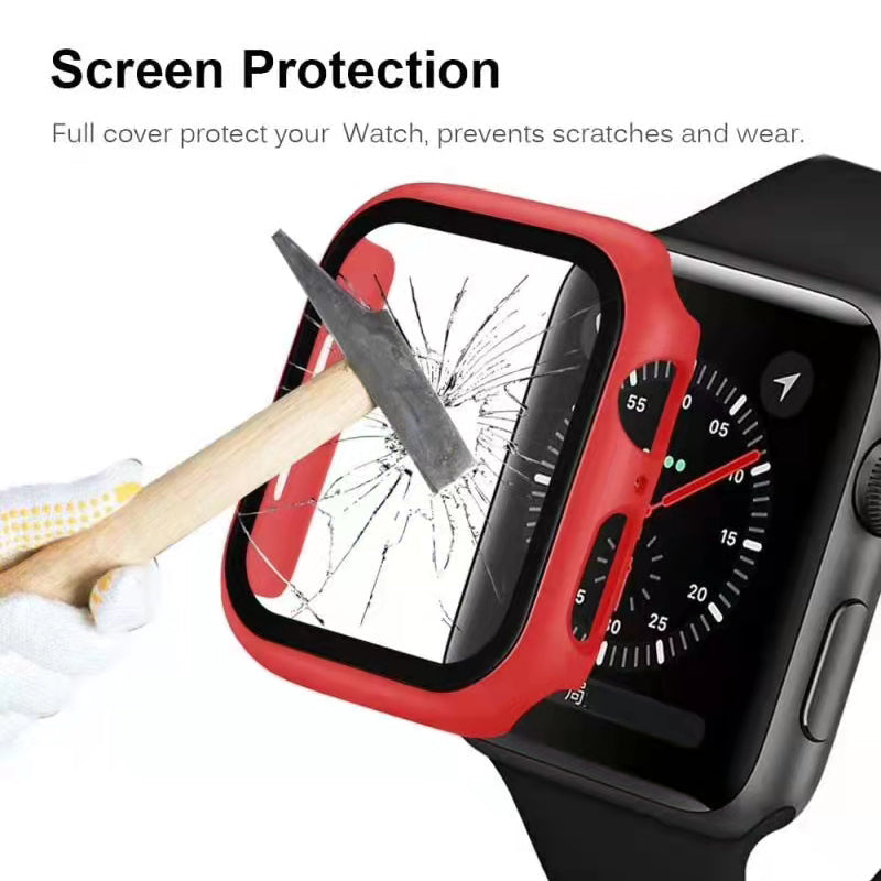 2-in-1 Hard PC Frame + Tempered Glass Scratch-resistant Screen Protector Watch Case for Apple Watch Series 7 45mm / Series 8 45mm