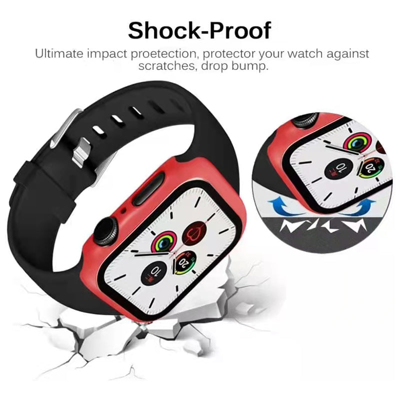 2-in-1 Hard PC Frame + Tempered Glass Scratch-resistant Screen Protector Watch Case for Apple Watch Series 7 45mm / Series 8 45mm