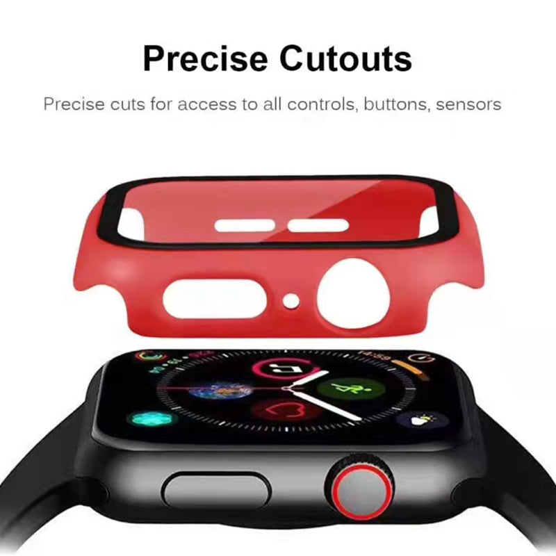 2-in-1 Hard PC Frame + Tempered Glass Scratch-resistant Screen Protector Watch Case for Apple Watch Series 7 45mm / Series 8 45mm