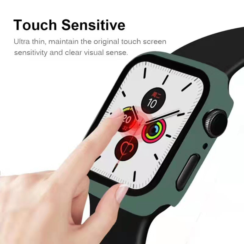 2-in-1 Hard PC Frame + Tempered Glass Scratch-resistant Screen Protector Watch Case for Apple Watch Series 7 45mm / Series 8 45mm