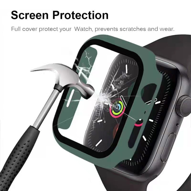 2-in-1 Hard PC Frame + Tempered Glass Scratch-resistant Screen Protector Watch Case for Apple Watch Series 7 45mm / Series 8 45mm