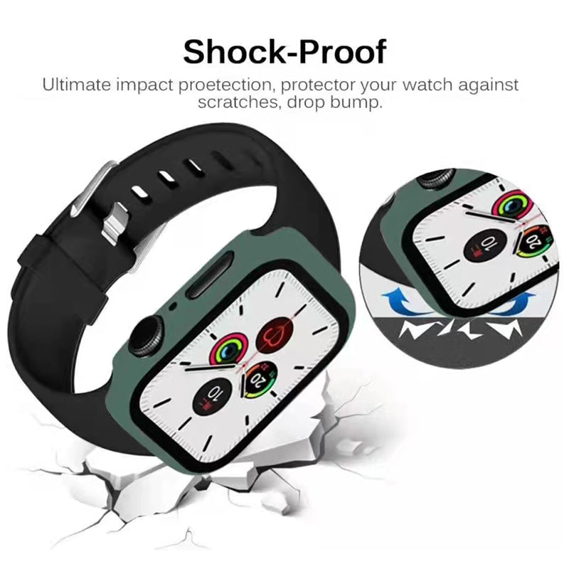2-in-1 Hard PC Frame + Tempered Glass Scratch-resistant Screen Protector Watch Case for Apple Watch Series 7 45mm / Series 8 45mm