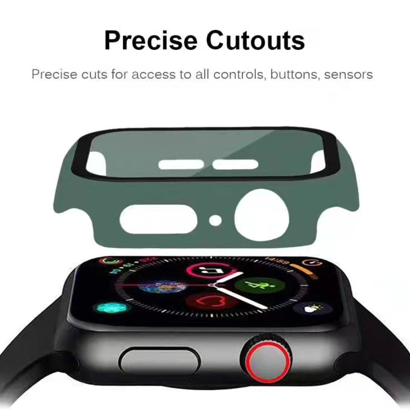 2-in-1 Hard PC Frame + Tempered Glass Scratch-resistant Screen Protector Watch Case for Apple Watch Series 7 45mm / Series 8 45mm