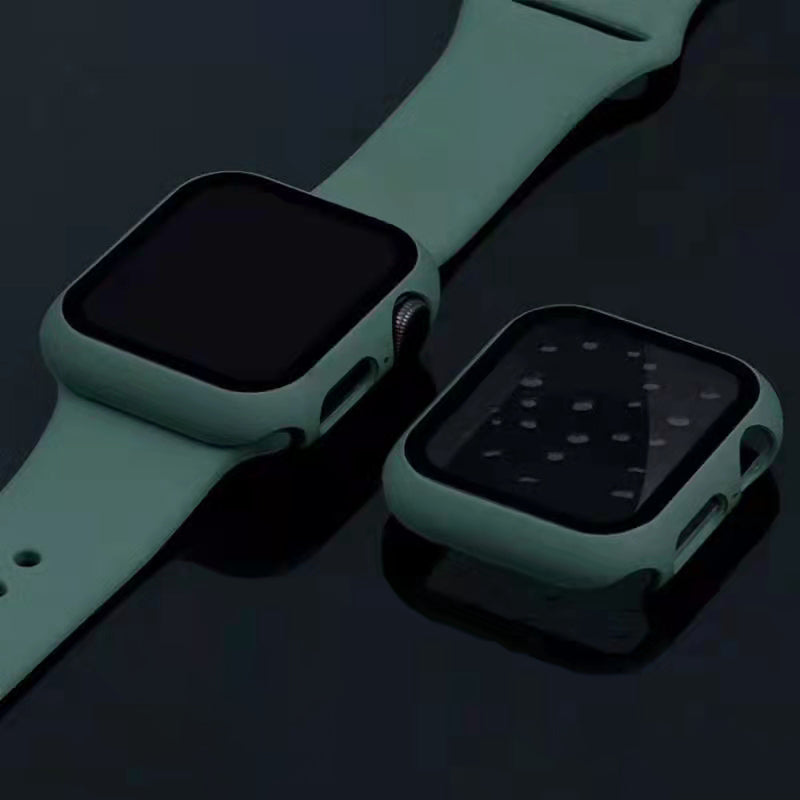 2-in-1 Hard PC Frame + Tempered Glass Scratch-resistant Screen Protector Watch Case for Apple Watch Series 7 45mm / Series 8 45mm