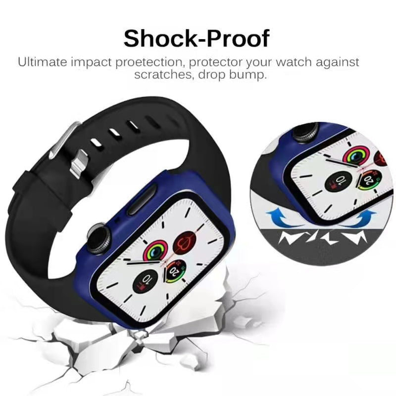 2-in-1 Hard PC Frame + Tempered Glass Scratch-resistant Screen Protector Watch Case for Apple Watch Series 7 45mm / Series 8 45mm
