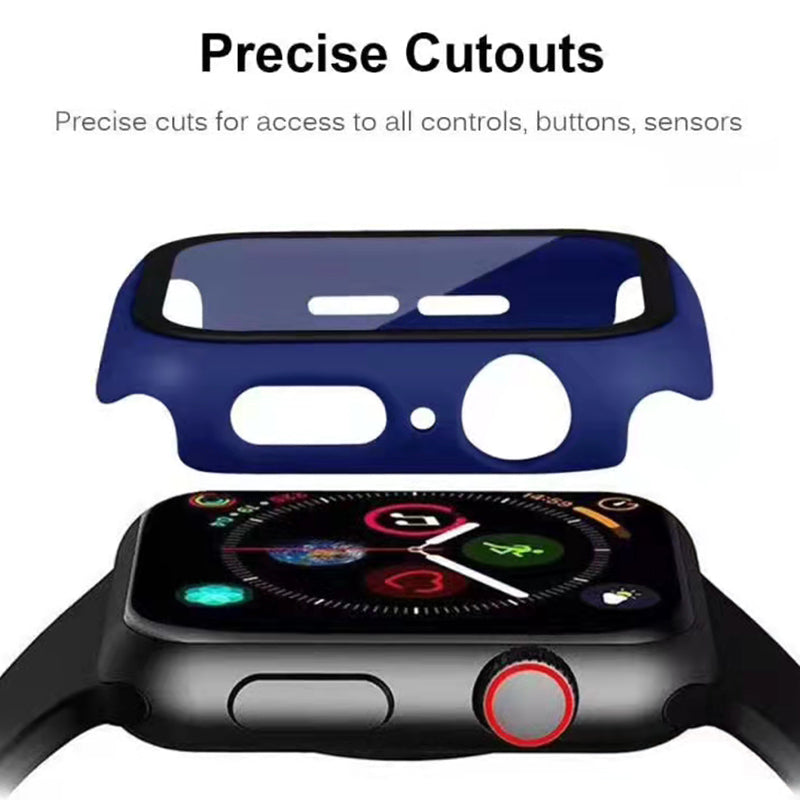 2-in-1 Hard PC Frame + Tempered Glass Scratch-resistant Screen Protector Watch Case for Apple Watch Series 7 45mm / Series 8 45mm