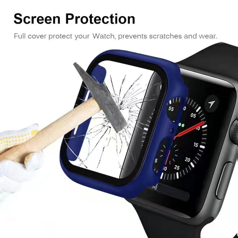 2-in-1 Hard PC Frame + Tempered Glass Scratch-resistant Screen Protector Watch Case for Apple Watch Series 7 45mm / Series 8 45mm