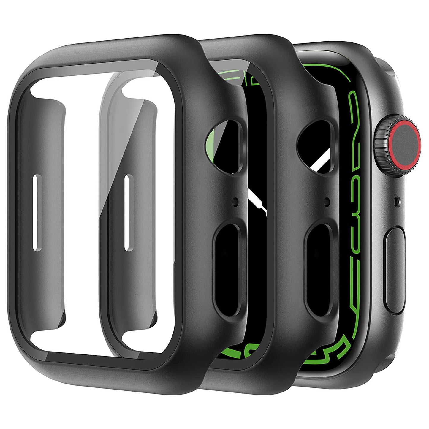 2Pcs Hard PC Smartwatch Frame Case+Tempered Glass Screen Protector Anti-scratch Replacement for Apple Watch Series 7 45mm / Series 8 45mm