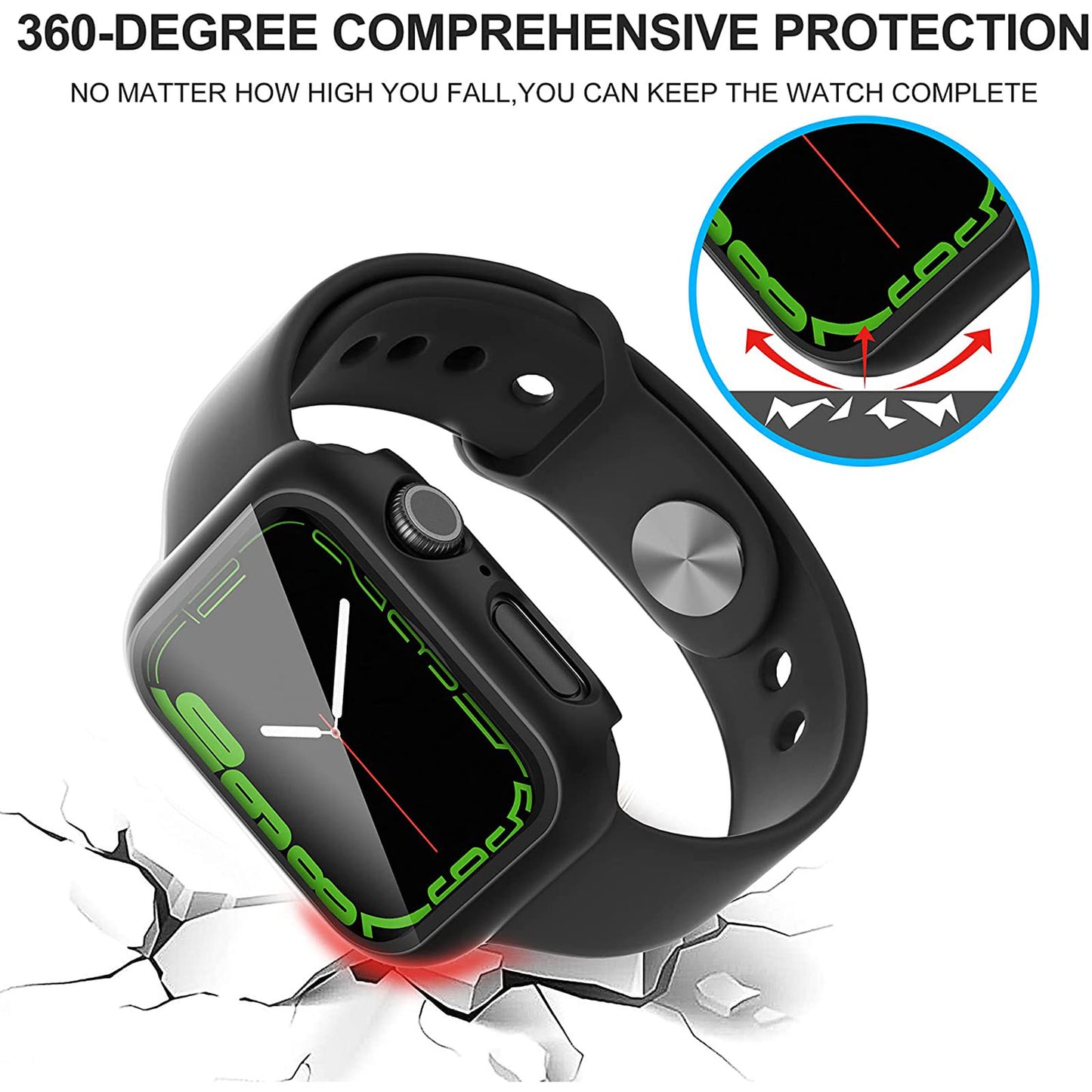 2Pcs Hard PC Smartwatch Frame Case+Tempered Glass Screen Protector Anti-scratch Replacement for Apple Watch Series 7 45mm / Series 8 45mm