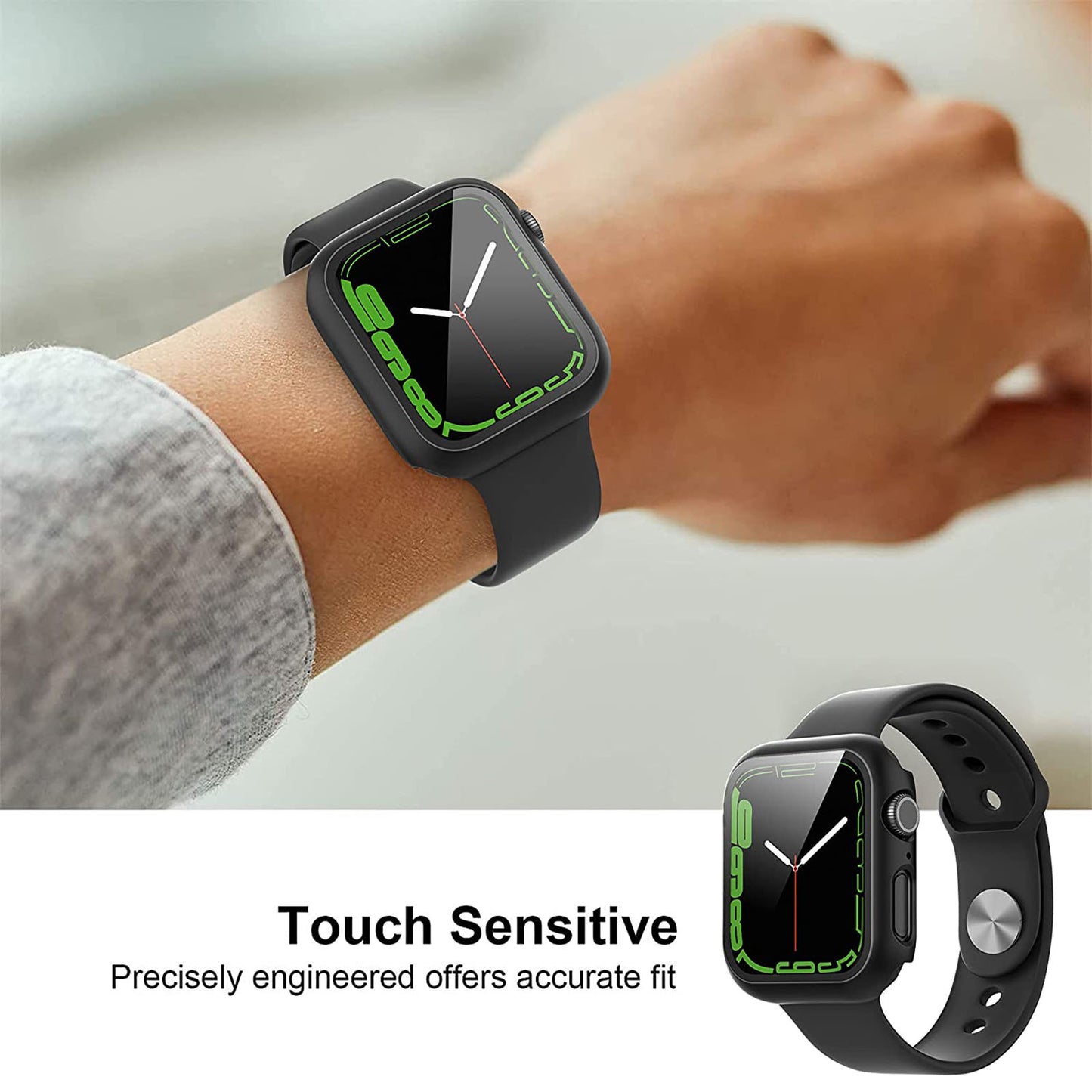 2Pcs Hard PC Smartwatch Frame Case+Tempered Glass Screen Protector Anti-scratch Replacement for Apple Watch Series 7 45mm / Series 8 45mm