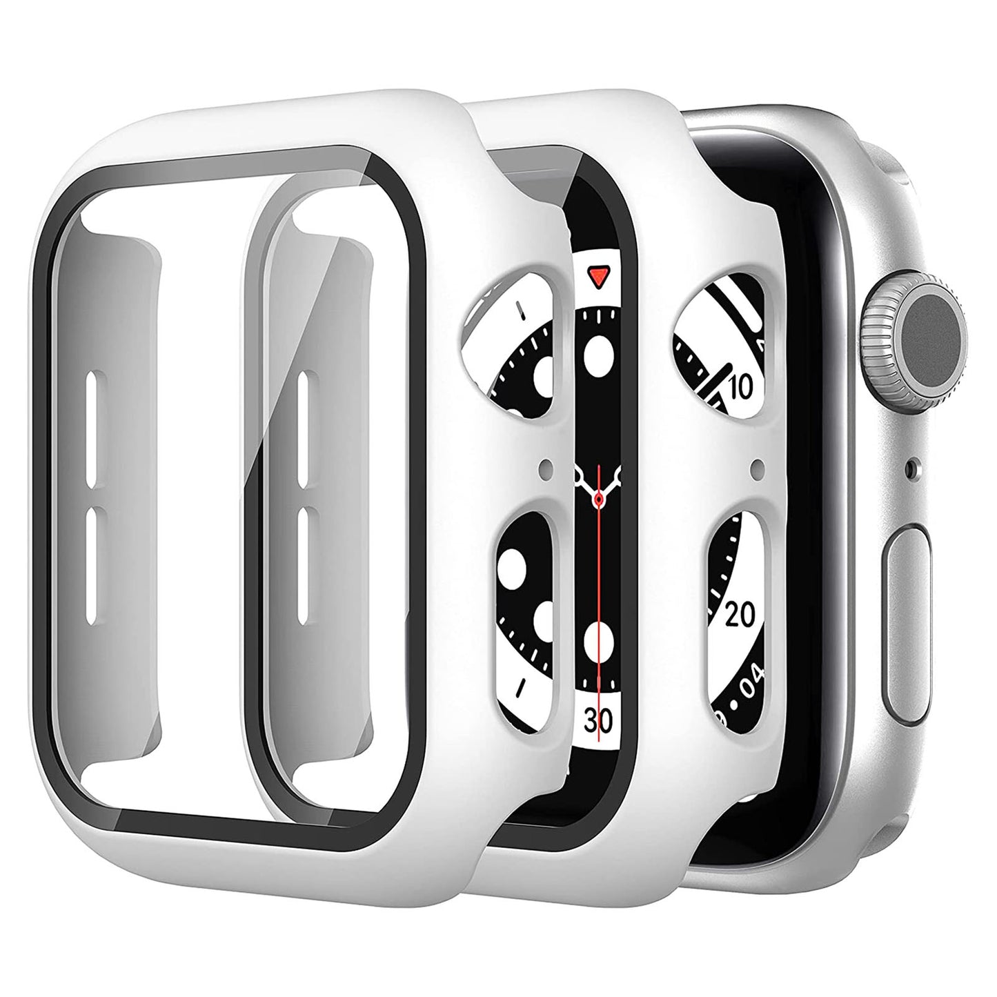 2Pcs Hard PC Smartwatch Frame Case+Tempered Glass Screen Protector Anti-scratch Replacement for Apple Watch Series 7 45mm / Series 8 45mm