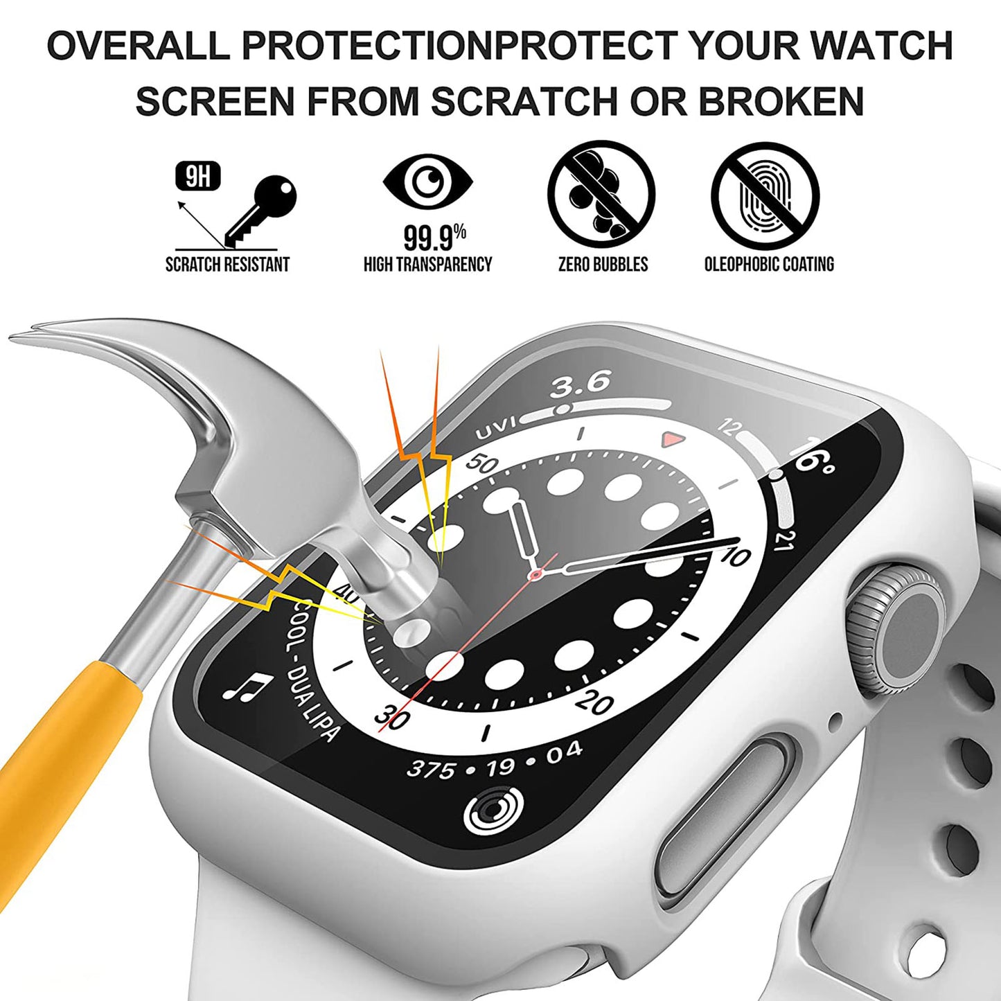 2Pcs Hard PC Smartwatch Frame Case+Tempered Glass Screen Protector Anti-scratch Replacement for Apple Watch Series 7 45mm / Series 8 45mm