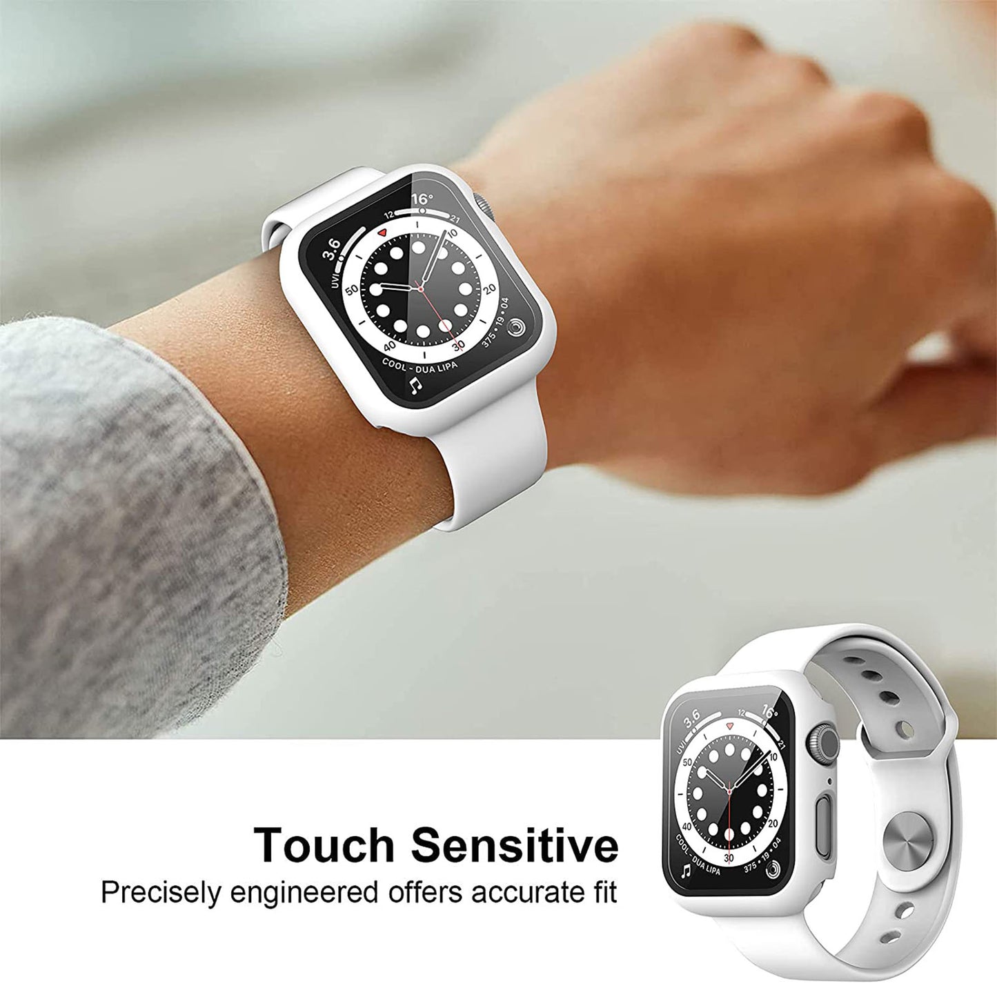 2Pcs Hard PC Smartwatch Frame Case+Tempered Glass Screen Protector Anti-scratch Replacement for Apple Watch Series 7 45mm / Series 8 45mm
