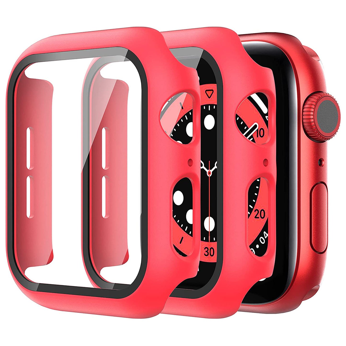2Pcs Hard PC Smartwatch Frame Case+Tempered Glass Screen Protector Anti-scratch Replacement for Apple Watch Series 7 45mm / Series 8 45mm