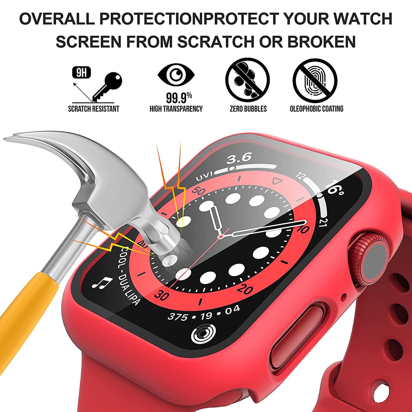 2Pcs Hard PC Smartwatch Frame Case+Tempered Glass Screen Protector Anti-scratch Replacement for Apple Watch Series 7 45mm / Series 8 45mm
