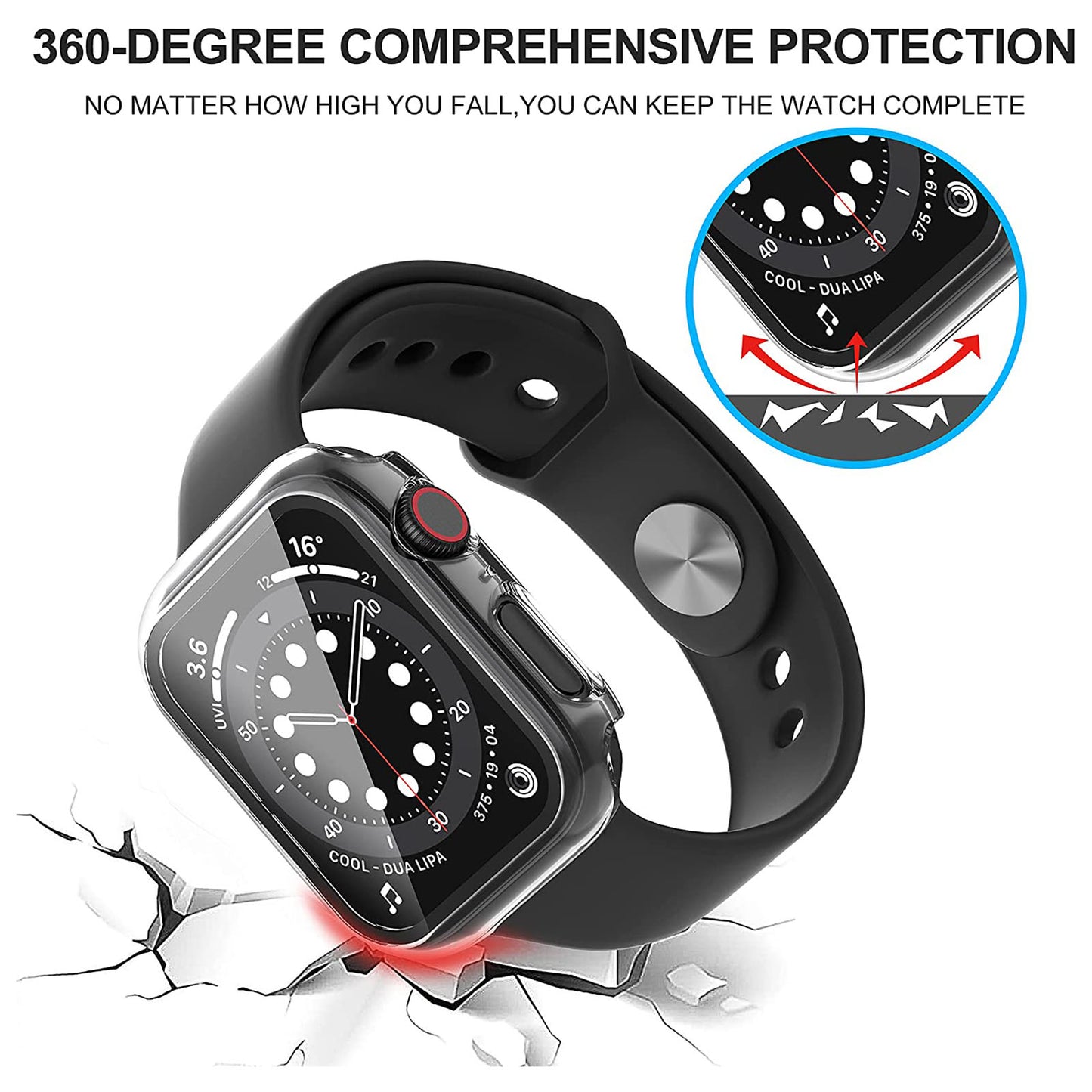 2Pcs Hard PC Smartwatch Frame Case+Tempered Glass Screen Protector Anti-scratch Replacement for Apple Watch Series 7 45mm / Series 8 45mm
