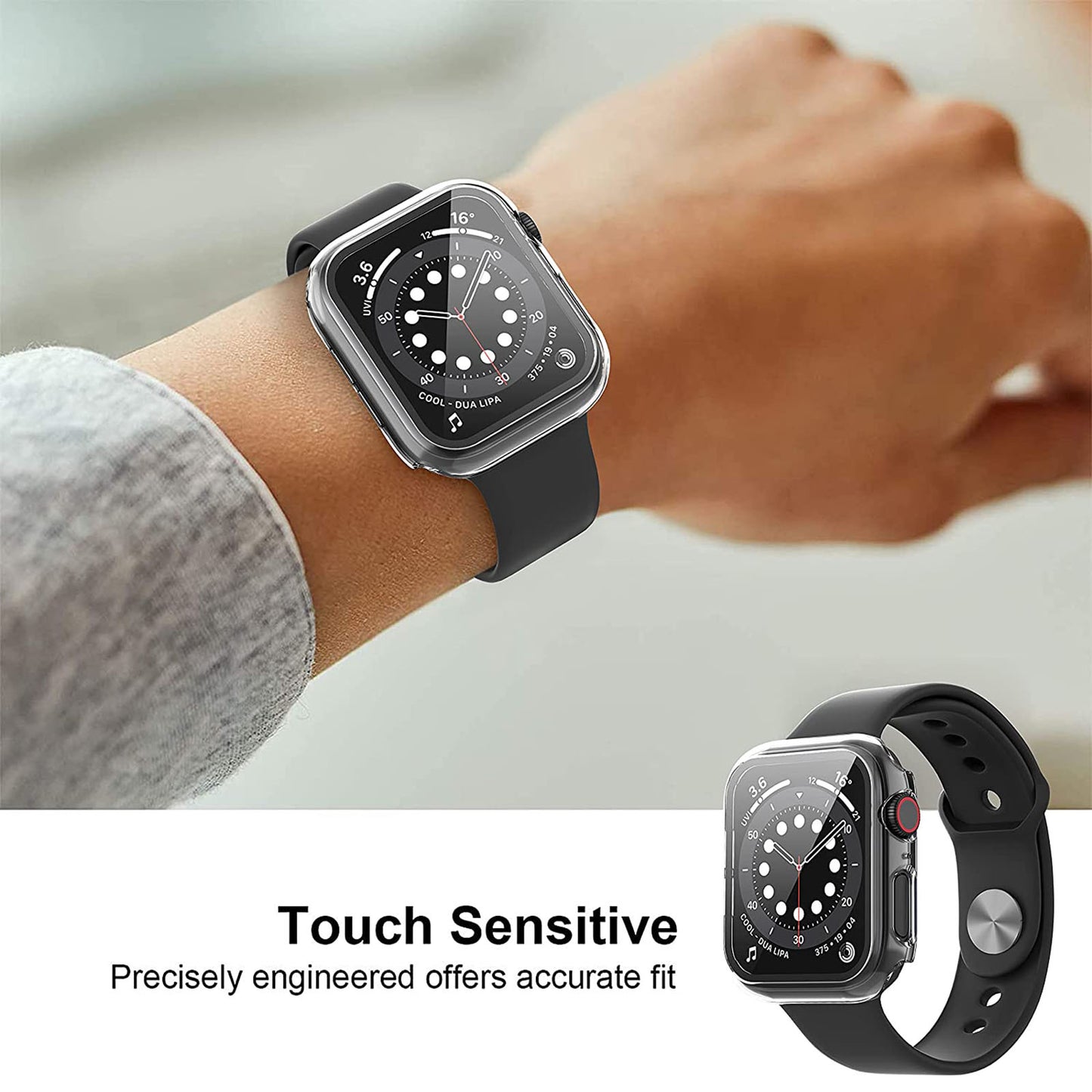 2Pcs Hard PC Smartwatch Frame Case+Tempered Glass Screen Protector Anti-scratch Replacement for Apple Watch Series 7 45mm / Series 8 45mm