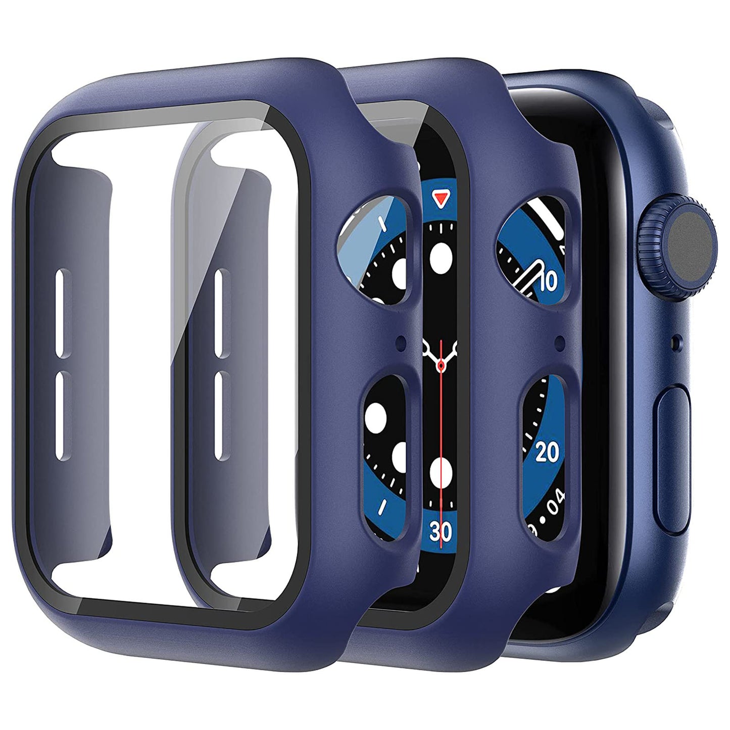 2Pcs Hard PC Smartwatch Frame Case+Tempered Glass Screen Protector Anti-scratch Replacement for Apple Watch Series 7 45mm / Series 8 45mm