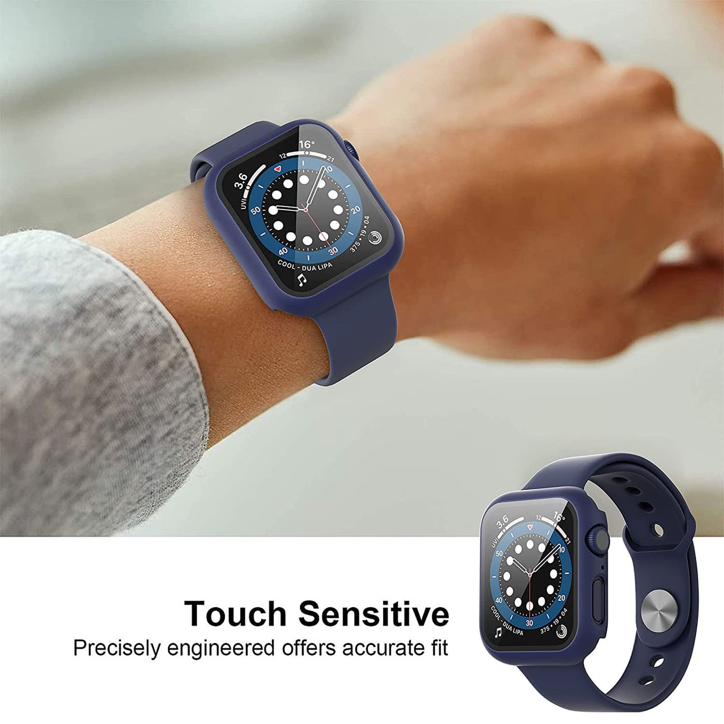 2Pcs Hard PC Smartwatch Frame Case+Tempered Glass Screen Protector Anti-scratch Replacement for Apple Watch Series 7 45mm / Series 8 45mm