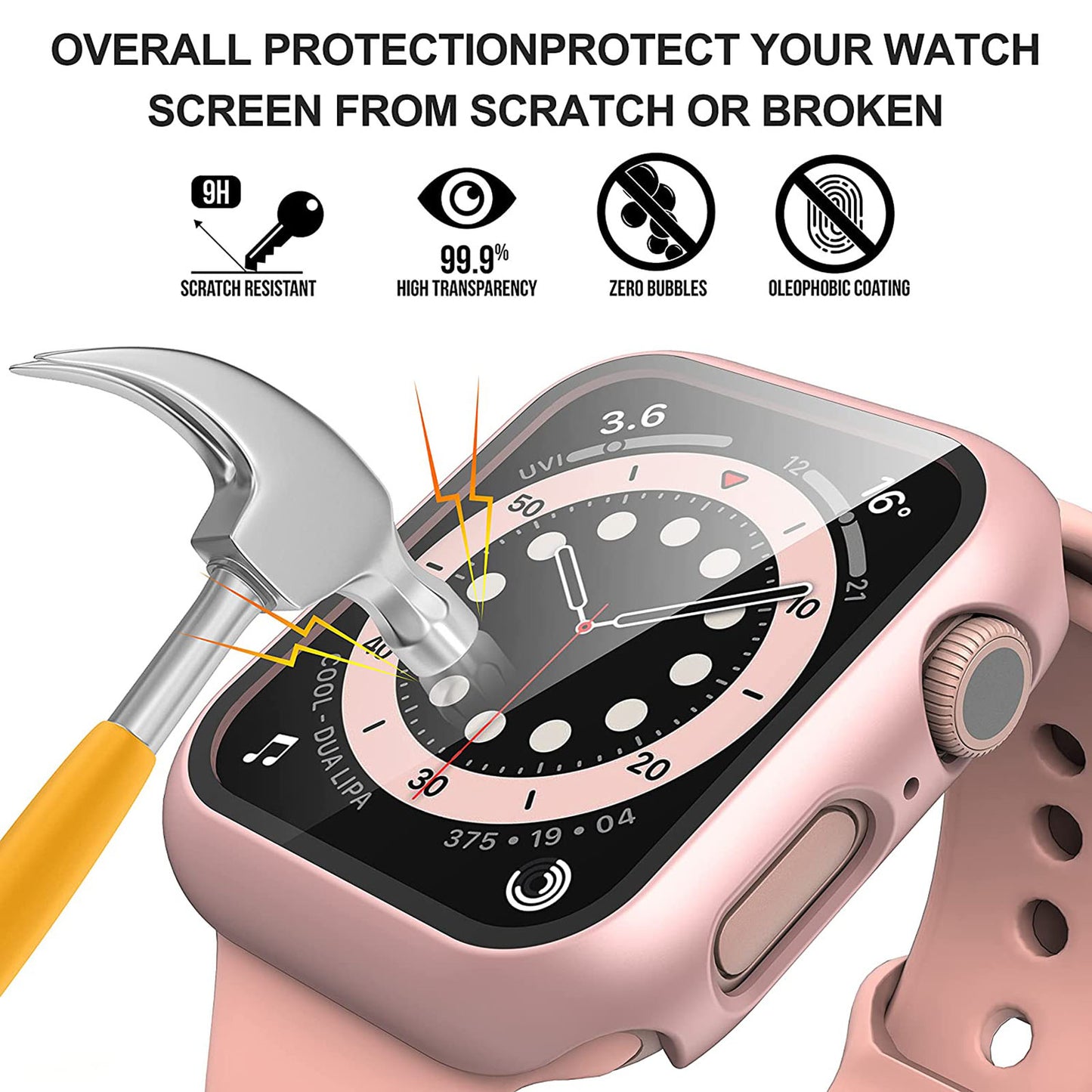 2Pcs Hard PC Smartwatch Frame Case+Tempered Glass Screen Protector Anti-scratch Replacement for Apple Watch Series 7 45mm / Series 8 45mm