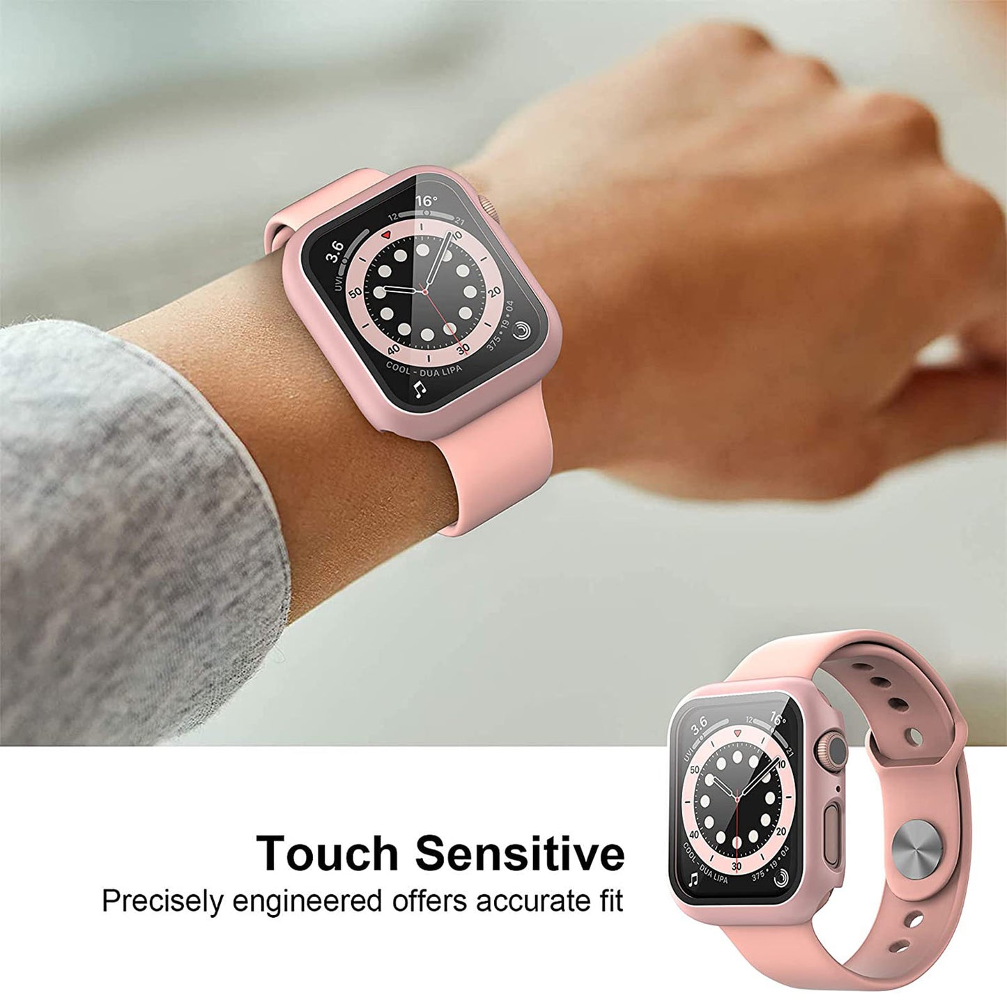 2Pcs Hard PC Smartwatch Frame Case+Tempered Glass Screen Protector Anti-scratch Replacement for Apple Watch Series 7 45mm / Series 8 45mm