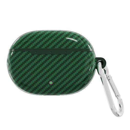 Carbon Fiber Texture Protective Case Bluetooth Earphone TPU Cover with Carabiner for Beats Studio Buds