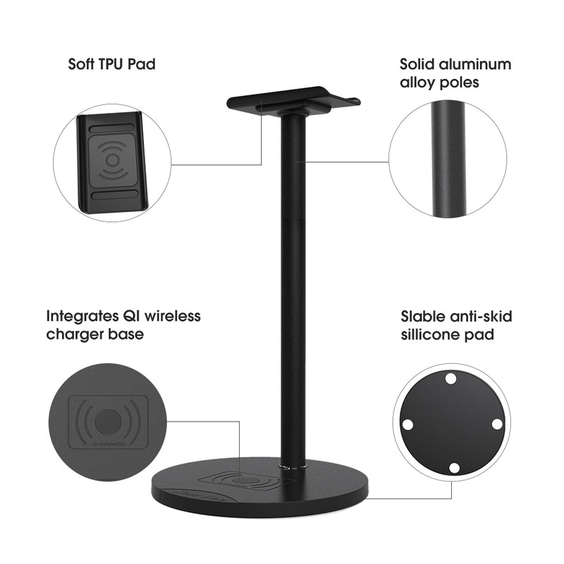 NEW BEE NB-Z2 2 in 1 Anti-slip Headset Holder Stand Mobile Phone Wireless Charger