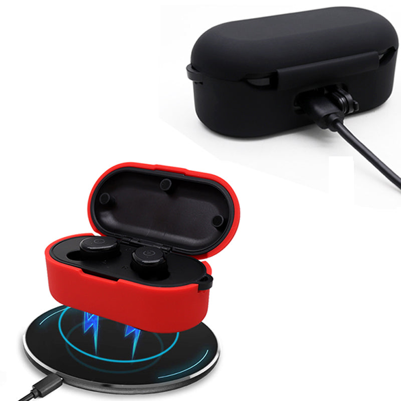 Earphone Case for TOZO T10, Bluetooth Earbuds Silicone Cover Charging Box Shell Protector with Anti-loss Buckle
