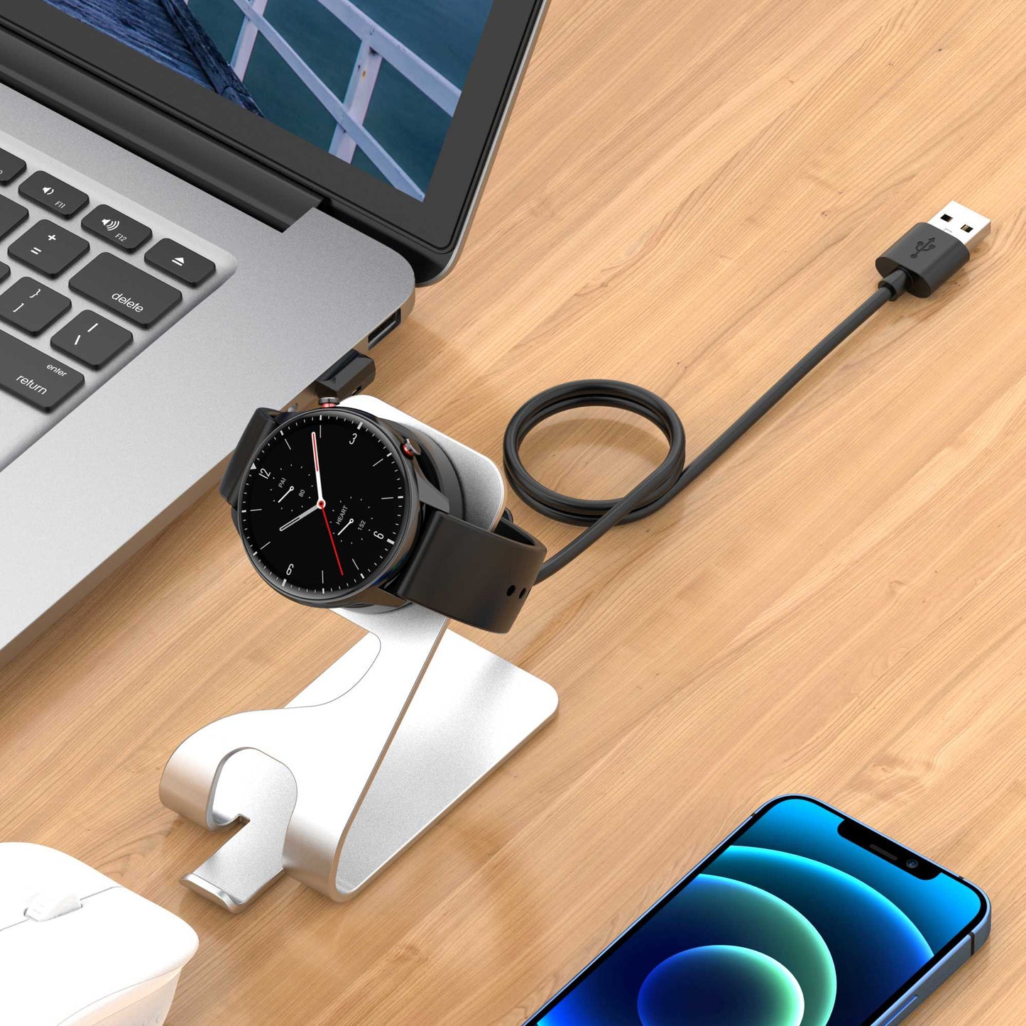 For Huami Amazfit Bip 3 / Amazfit GTR 2 Aluminum Alloy Bracket Watch Charger Charging Dock Stand