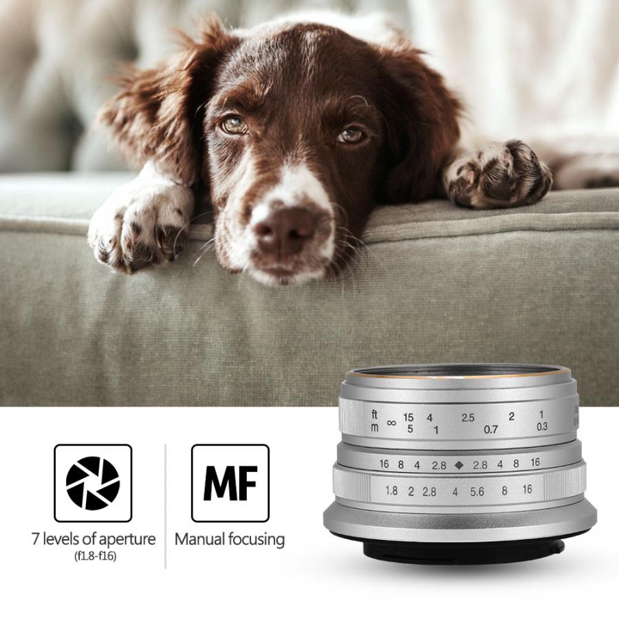 7ARTISANS 25mm F1.8 Prime Camera Lens Large Aperture Lens for Sony E Mount/Fujifilm/Canon EOS-M Mount Micro 4/3 Cameras A7 A7II A7R