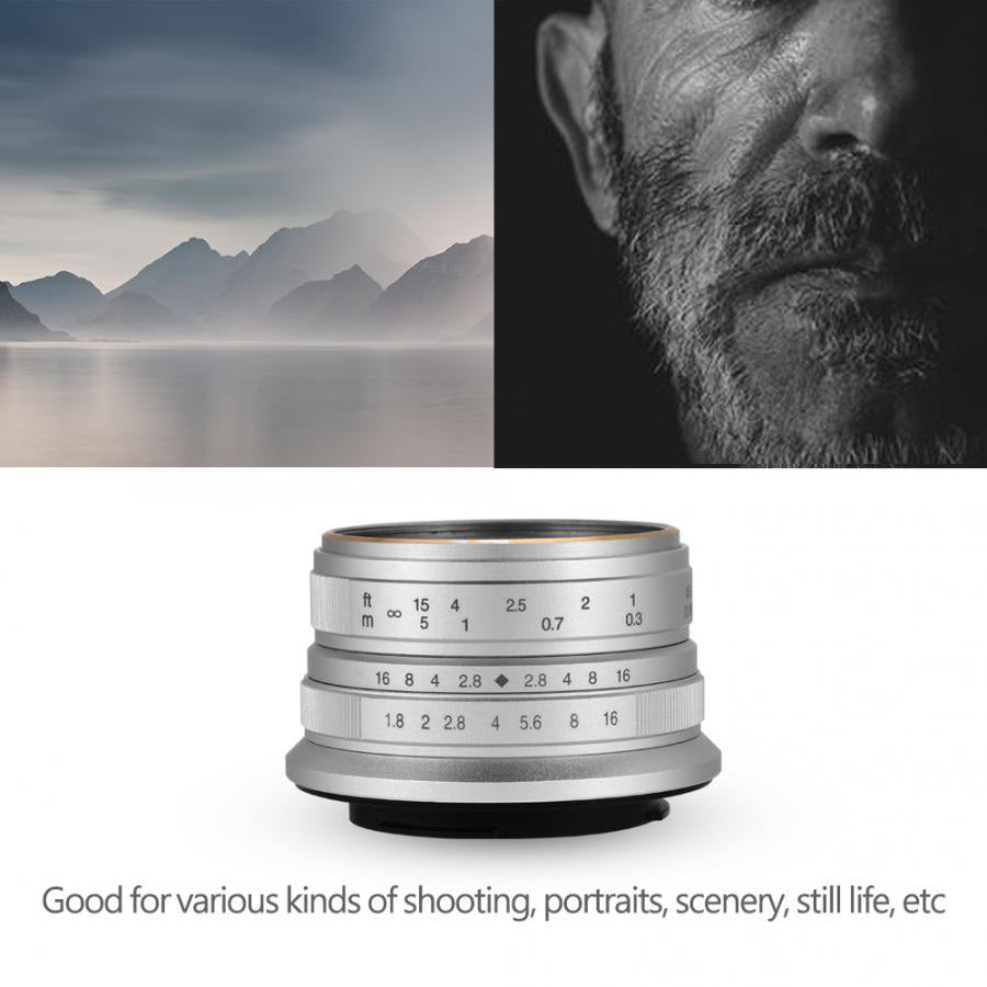 7ARTISANS 25mm F1.8 Prime Camera Lens Large Aperture Lens for Sony E Mount/Fujifilm/Canon EOS-M Mount Micro 4/3 Cameras A7 A7II A7R