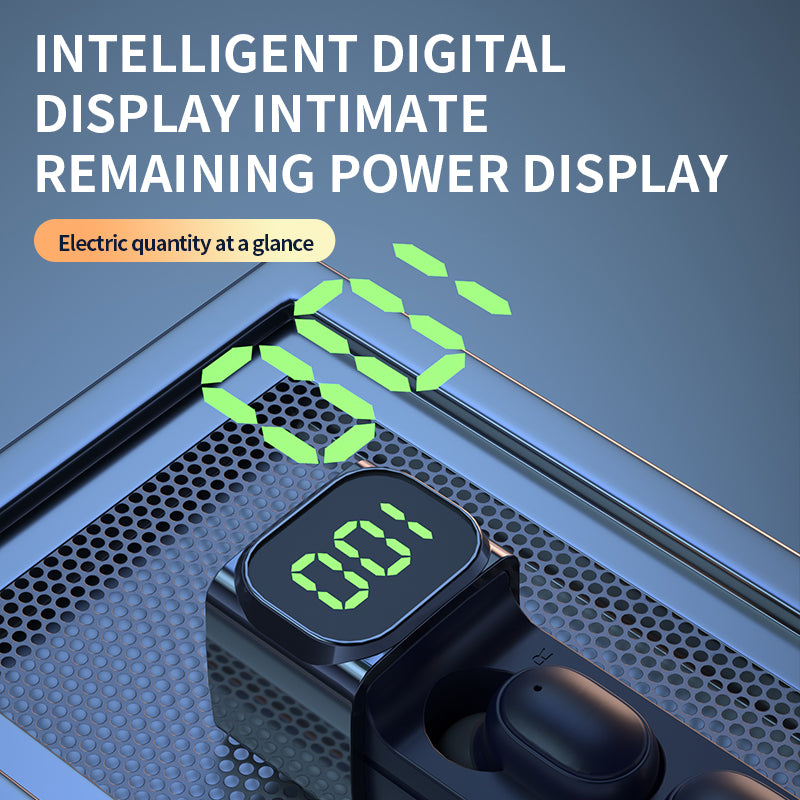 BQC-01 TWS Bluetooth 5.1 Earphones LED Digital Display Mini In-ear Sweatproof Touch Sports Headsets