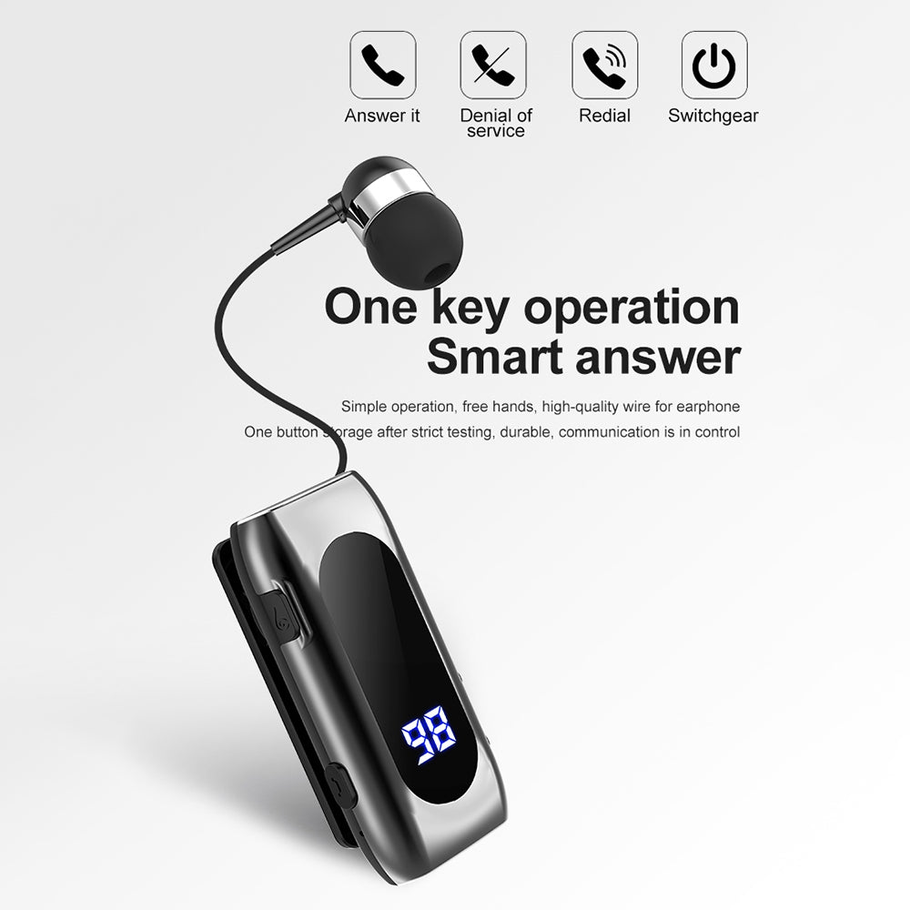 K55 Business Bluetooth Single-Ear Earphone Battery Display Clip-On Intelligent Noise Reduction Telescopic Headset Clipper