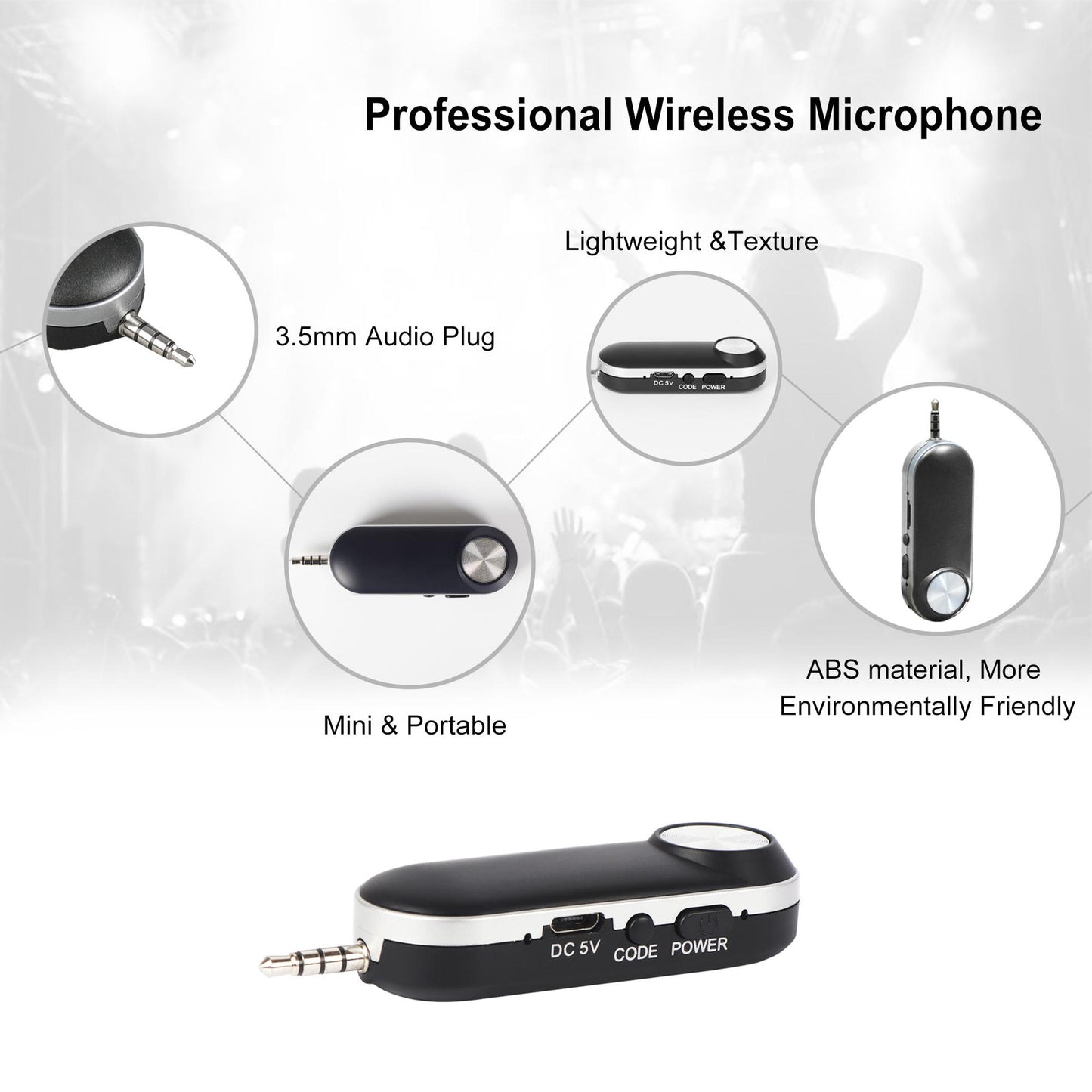 LTD-3 Wireless Lavalier Microphone Video Live Streaming Interviews Lapel Clip Headset Mic with Receiver